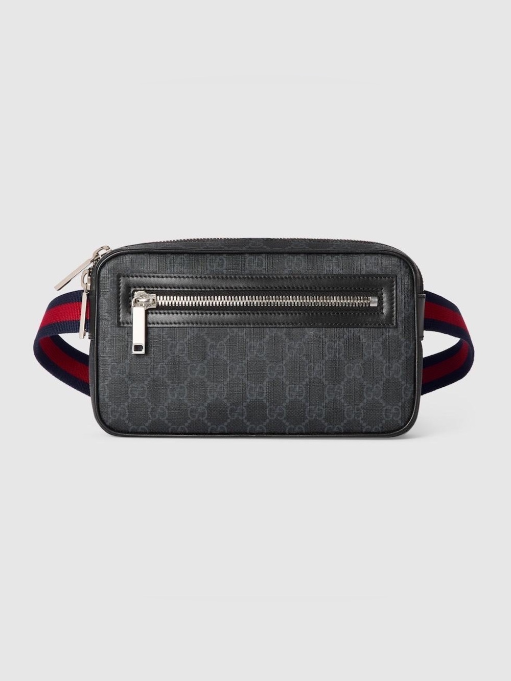 GG supreme Black small belt bag adjustable with red and blue web